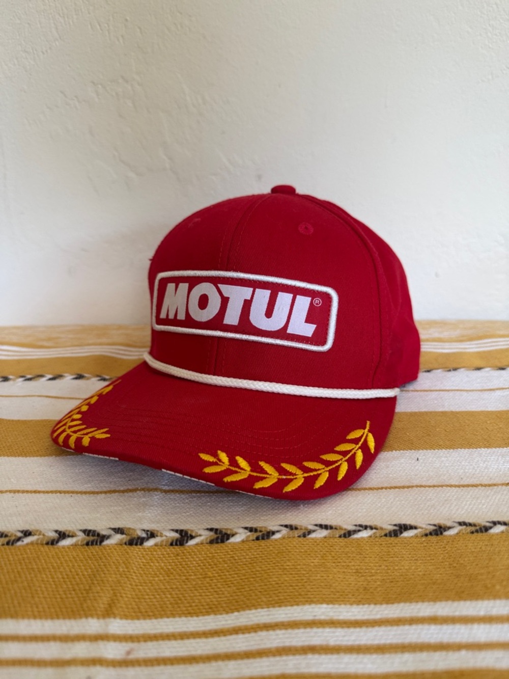 Red Embroidered Racing Cap